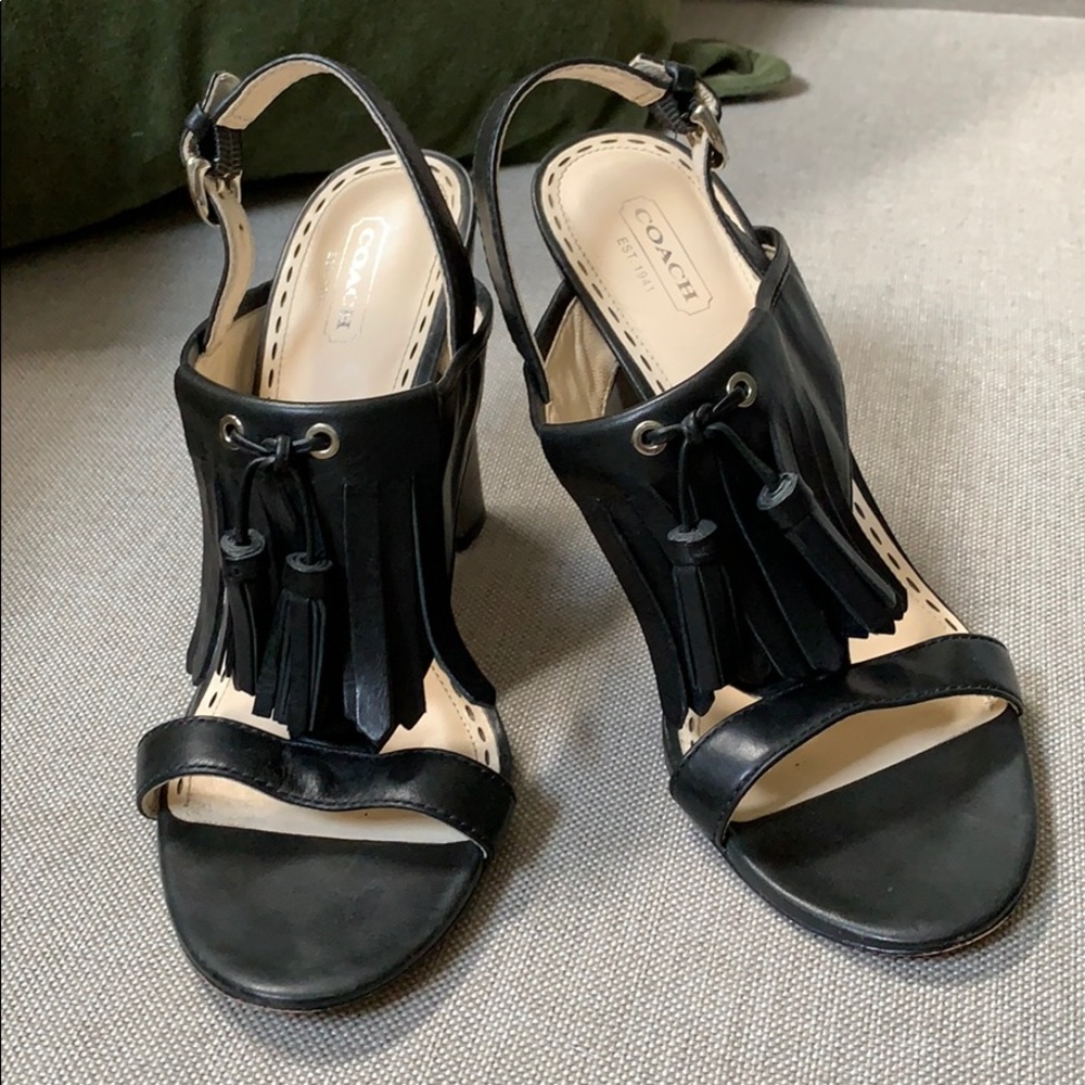 Coach black leather heels size 8.5